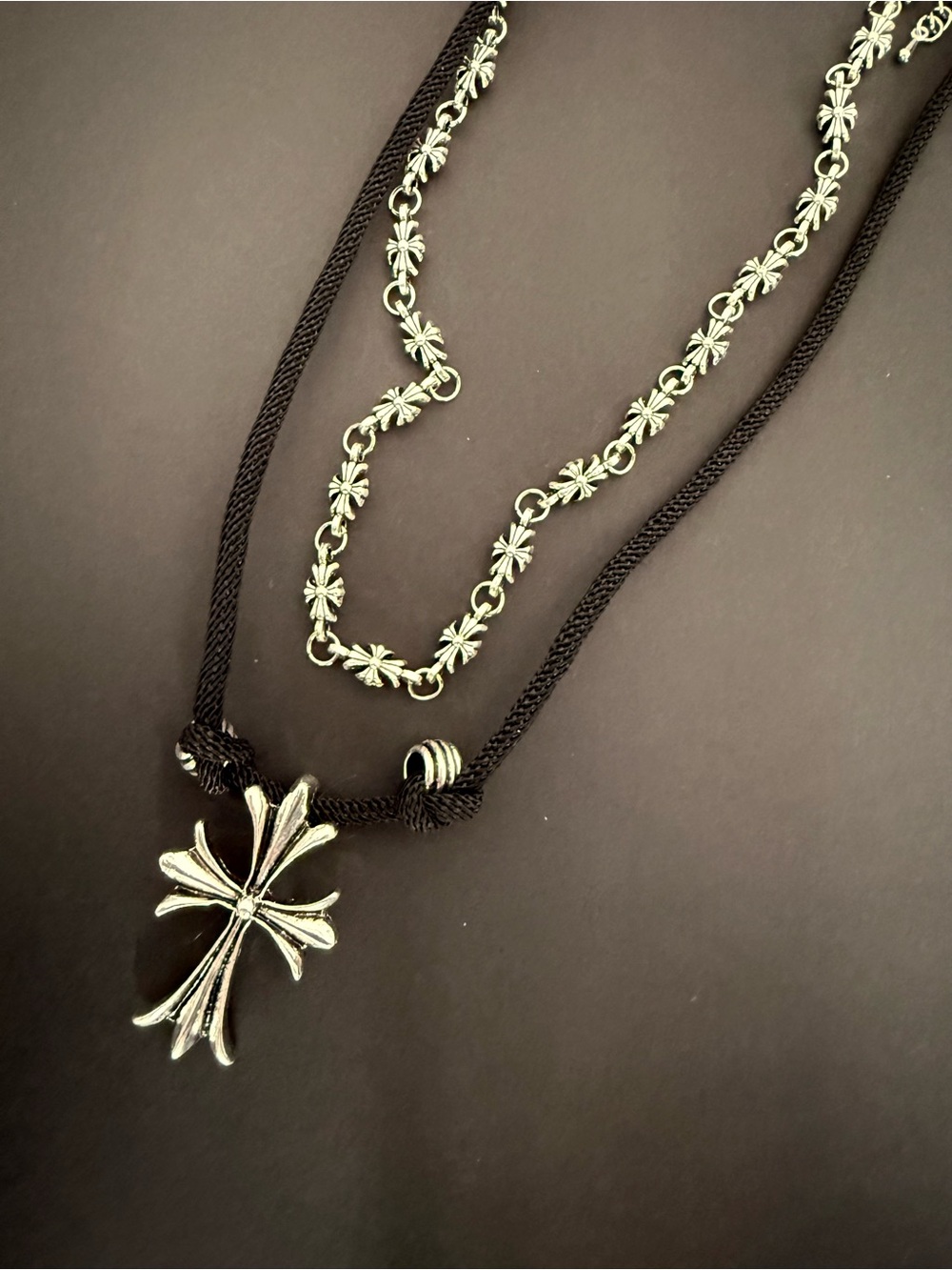 Vintage Gothic Cross Necklace Set (2-Piece) Punk Clavicle Chain, Adjustable